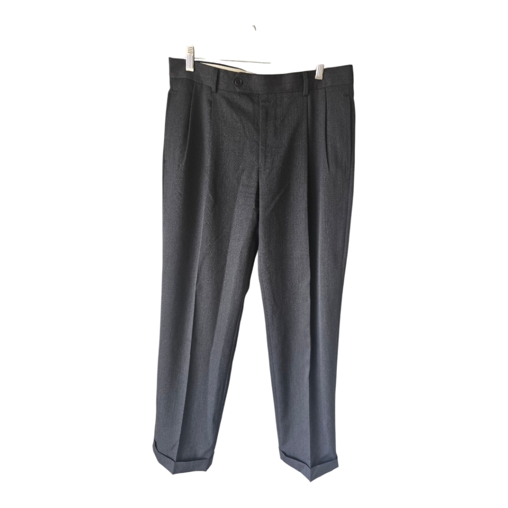 Brooks Brothers 100% Wool Dress Pants Men Beige Pleated Gray Career 33x30